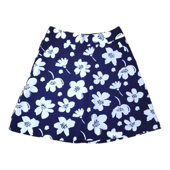 HP🎉🎉ANN taylor navy floral a-line skirt size 2P - Picture 1 of 6